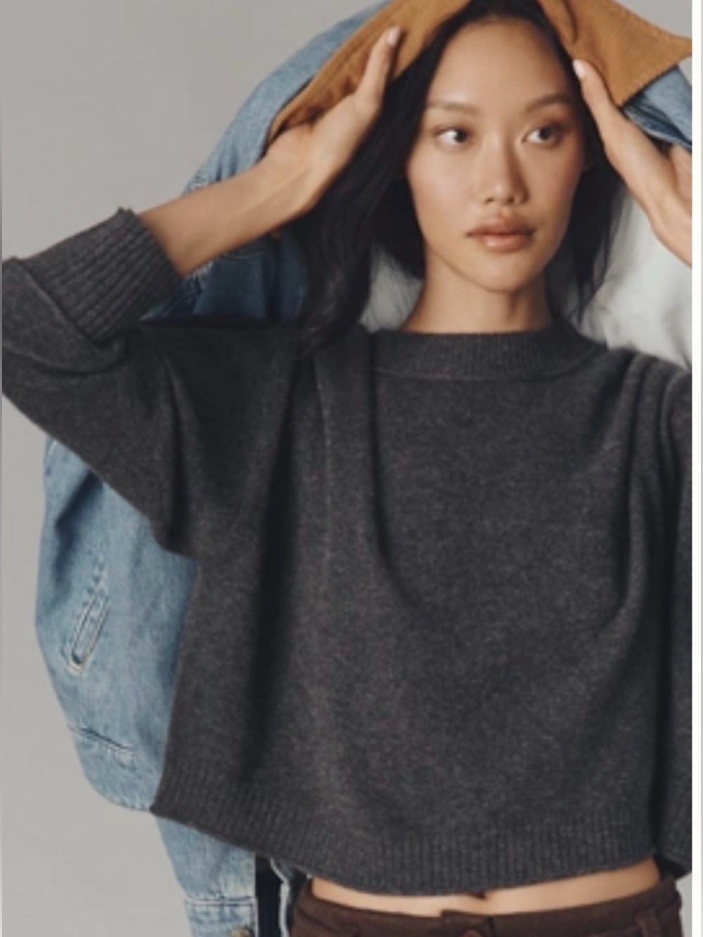 NWT Anthropologie THE GOLDIE
CASHMERE LONG-SLEEVE CREW-NECK
SWEATER Gray